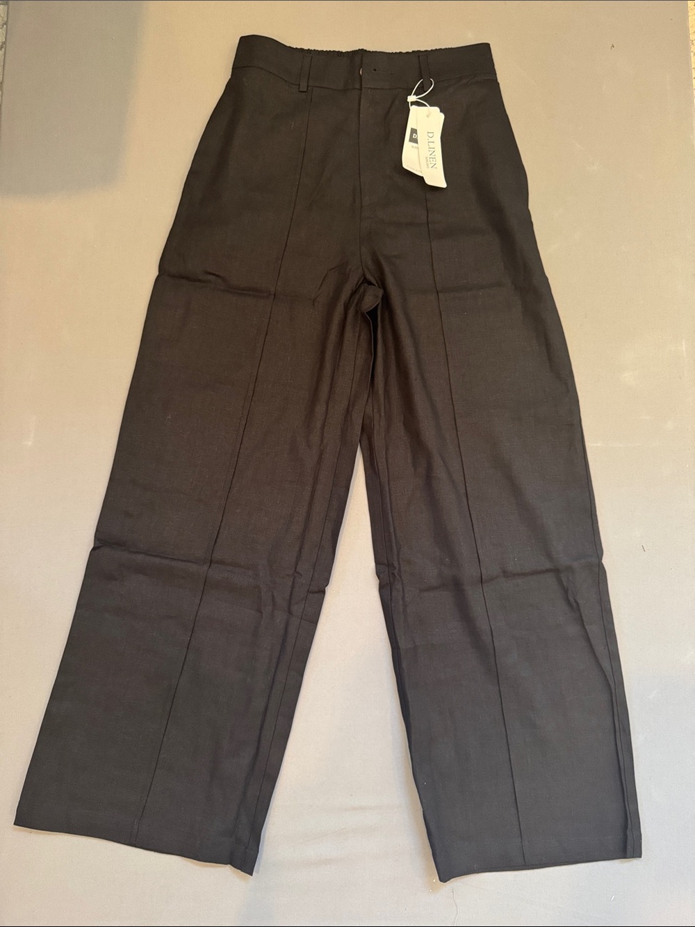 Women's Black Wide-Leg Linen-Blend Pants
